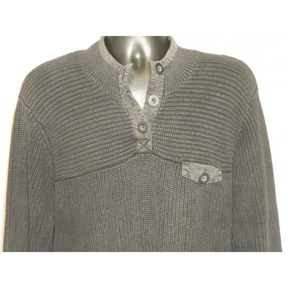 Orvis Henley Sweater Mens XL Black Fisherman Rib Knit Outdoor Gorpcore Hiking - Picture 4 of 14